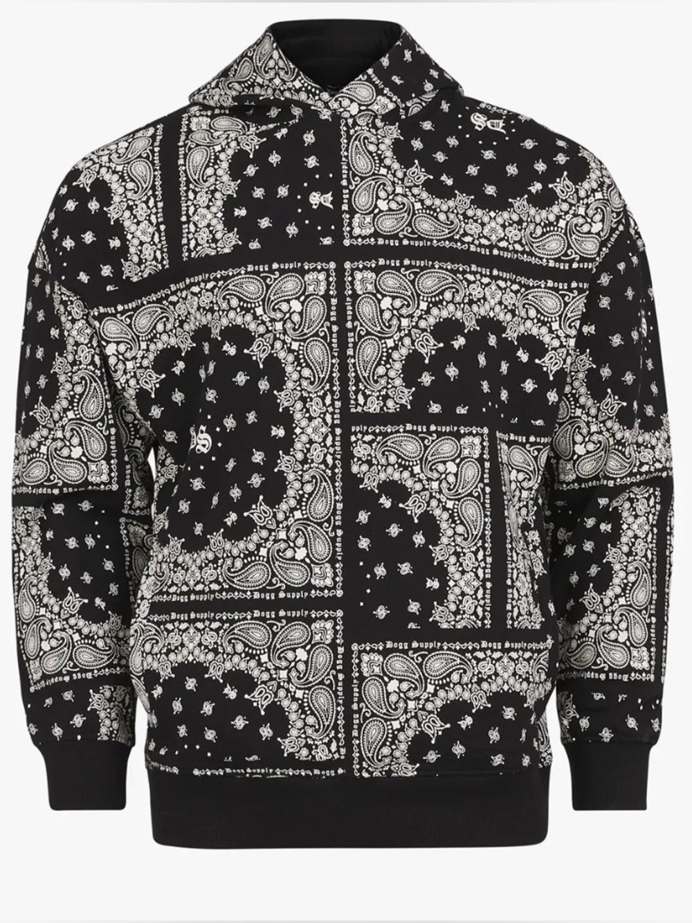 Dogg Supply by Snoop Dogg Bandana Print Hoodie Large Black Unisex Oversized